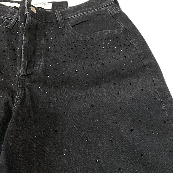 Universal Thread Jeans Womens 10 Black Beaded Comfort Stretch Mid Rise 90s Baggy - Picture 12 of 16